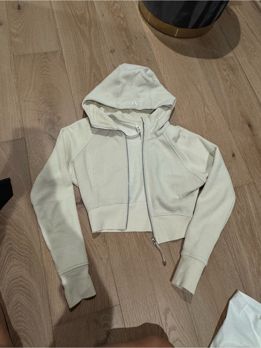 Scuba Cropped Hooded Jacket in Light Cream - luluemon